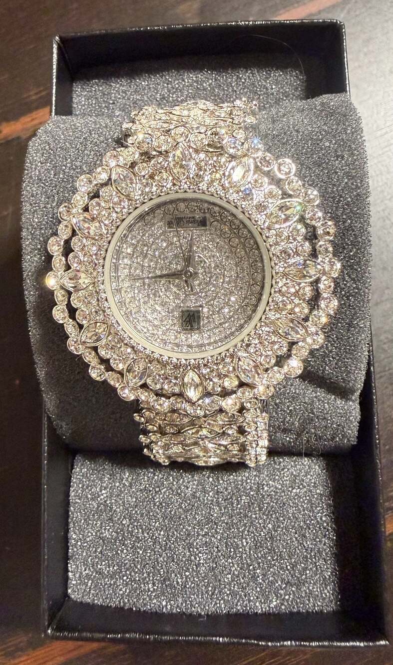 Victoria Wieck Beverly Hills B7873 Crystal Encrusted Silver Tone Bracelet Watch
